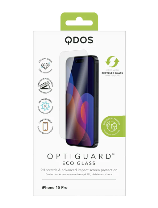 Vidrio Ecologico Qdos OptiGuard Para iPhone 15 Pro - Transparente – Mac  Center Colombia